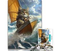 1000 Piece Jigsaw Sea Sailing Cat Jigsaw Puzzles for Teenagers 1000 Pieces,Educational Stress Relief Toy Great Gifts And Toys 50x75cm