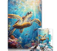1000 Piece Jigsaw Sea Turtle 1000 Pieces Jigsaw Puzzle For Adults Teens,Toy Intellectual Game Artists Collection, Fine Art 50x75cm