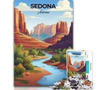 1000 Piece Jigsaw Sedona Arizona Travel Puzzles 1000 Pieces for Teenagers,Toys Educational Games Stress Relieving Artists Collection, Fine Art 26x38cm
