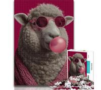 1000 Piece Jigsaw Sheep Blowing Balloons Jigsaw Puzzle 1000 Pieces for Adults,Vibrant And Unique Design Relaxing & Challenging Puzzle Experience 50x75cm