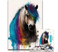 1000 Piece Jigsaw Shetland Pony Colourful Adult Jigsaws 1000 Piece,Toys Educational Games Stress Relieving Artists Collection, Fine Art 26x38cm
