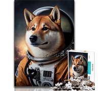 1000 Piece Jigsaw Shiba Inu Astronaut Adult Puzzles 1000 Pieces,Learning Educational Toys Family Games Enhance Love between Couples (38x26cm)