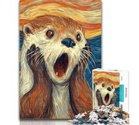 1000 Piece Jigsaw Shocked Otter Jigsaw Puzzles 1000 Pieces for Adults Teens,Toys Educational Games Stress Relieving Artists Collection, Fine Art 50x75cm
