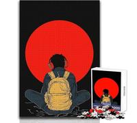 1000 Piece Jigsaw Silhouette with Red Circle Relaxing Leisure Time Activity Precision Cut Smooth Edge Play Toy Size 38x52cm