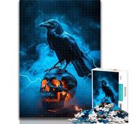1000 Piece Jigsaw Skeleton Crow Puzzles 1000 Pieces for Teenagers,Stress Reliever Difficult Challenge Enhance Love between Couples 26x38cm