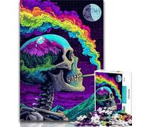 1000 Piece Jigsaw Skull Rainbow Smoke 1000 Pieces Jigsaw Puzzle for Adults& Teens,Classic Educational Games Beautiful Decoration 26x38cm