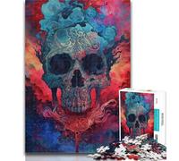 1000 Piece Jigsaw Skull with Colors 1000 Pieces Jigsaw Puzzles For Teens And Adults,Fully Interlocking & Randomly Shaped Pieces 26x38cm