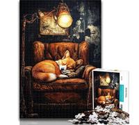 1000 Piece Jigsaw Sleeping Corgi Jigsaw Puzzles 1000 Pieces for Adults Teens,Diy Modern Wall Art Unique Gift Home Decor 26x38cm