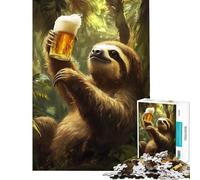 1000 Piece Jigsaw Sloth Sips Beer Puzzles for Teenagers For Family Fun Parent-child Interaction Unique Gifts for Birthday And Christmas (Size 50x75cm)