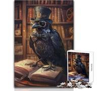 1000 Piece Jigsaw Smart Raven Book Library Relaxing Leisure Time Activity Precision Cut Smooth Edge Play Toy Size 38x26cm