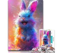 1000 Piece Jigsaw Smiling Cute Bunny 1000 Piece Jigsaw Puzzles for Adults,Toys Educational Games Stress Relieving Unique Home Decor And Gifts 26x38cm