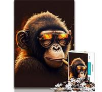 1000 Piece Jigsaw Smoking Monkey Jigsaw Puzzles for Adults 1000 Piece,Perfect for Game Nights, Colorful Toy for Home Gift (38x26cm)