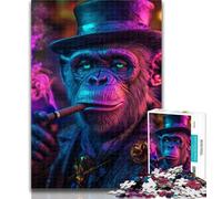 1000 Piece Jigsaw Smoky Chimpanzee 1000 Piece Jigsaw Puzzles for Adults,Toys Educational Games Stress Relieving Great Gifts And Toys 26x38cm