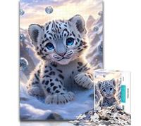 1000 Piece Jigsaw Snow Leopard Baby 1000 Piece Jigsaw Puzzles for Teenagers Gifts,Wall Decoration Unique Birthday And Xmas Gifts Suitable for And 14 50x75cm