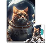 1000 Piece Jigsaw Spacesuit Astronaut Cat Adult Puzzles 1000 Pieces,Learning Educational Toys Family Games Enhance Love between Couples (50x75cm)