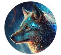 1000 Piece Jigsaw Spirit Wolf 1000 Pieces Round Puzzle Gifts Brain Teaser Game, Interactive Family Game, Suitable for Ages 14+ 1000pcs (67.5x67.5cm)