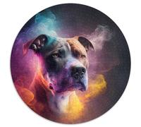 1000 Piece Jigsaw Staffordshire Bull Terrier Round Puzzle 1000 Pieces Jigsaw Perfect for Family Fun on Christmas, Thanksgiving, Birthdays & Easter 67.5x67.5cm