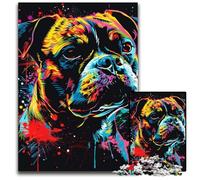 1000 Piece Jigsaw Staffordshire Bull Terrier Wooden Jigsaw Relax & Challenge, Colorful Home Decor Art, for Friends 50x75CM/19.68x29.52inch