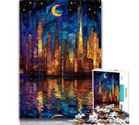 1000 Piece Jigsaw Stained Glass Cityscape 1000 Pieces Jigsaw Puzzles For Teens And Adults,Fully Interlocking & Randomly Shaped Pieces 50x75cm