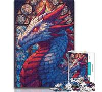 1000 Piece Jigsaw Stained Glass Dragon Jigsaw Puzzle 1000 Pieces for Adults,Train Your Brain And Hands Birthday Present, Gifts 50x75cm