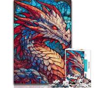1000 Piece Jigsaw Stained Glass Dragon Jigsaw Puzzles 1000 Pieces for Adults Teens,Decompressing Intellectual Educational Toy Secret Santa Gifts (26x38cm)