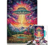 1000 Piece Jigsaw Stained Glass UFO 1000 Pieces Jigsaw Puzzles for Adults And Teens,Educational Toys & Games for Adults And Teenagers 50x75cm