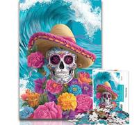 1000 Piece Jigsaw Sugar Skull 1000 Piece Jigsaw Puzzle for Adults And Teenagers,Unique Home Decor And Gifts for Age 14 26x38cm