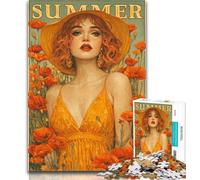 1000 Piece Jigsaw Summer Girl Jigsaw Puzzles for Teenagers,Educational Games Home Decoration Deal As Gifts for The Whole Family 26x38cm