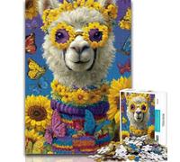 1000 Piece Jigsaw Sunflower Alpaca Jigsaw Puzzle 1000 Pieces for Adults,Interesting Stress Reduction Parent-child Interaction 50x75cm
