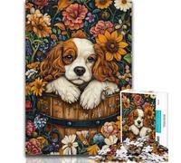 1000 Piece Jigsaw Sunflower Cocker Spaniel Jigsaw Puzzles for Teenagers 1000 Pieces,Challenging Game And Family Play Secret Santa Gifts 50x75cm