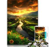 1000 Piece Jigsaw Sunflower Landscape Jigsaw Puzzles for Teenagers 1000 Pieces,Decompressing Intellectual Educational Toy Birthday Present, Gifts 50x75cm