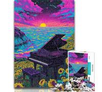 1000 Piece Jigsaw Sunflower Piano Jigsaw Puzzle 1000 Pieces for Adults,Decompressing Intellectual Educational Toy Great Gifts And Toys 26x38cm