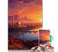 1000 Piece Jigsaw Sunset over The City with Trees 1000 Pieces Jigsaw Puzzle For Adults Teens,Parent-child Interaction for Age 14 Years Up (38x26cm)