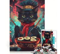 1000 Piece Jigsaw Sushi Cat Chef Hands-on Game Train Your Brain And Hands with Fully Interlocking Randomly Shaped Pieces 50x75cm