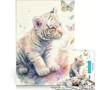 1000 Piece Jigsaw Sweet Little White Tiger Hands-on Game Train Your Brain And Hands with Fully Interlocking Randomly Shaped Pieces 50x75cm