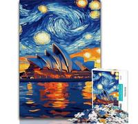 1000 Piece Jigsaw Sydney Opera House Night Sky Jigsaw Puzzles for Teenagers 1000 Pieces,Relax Games Is Ideal As A Gift for The Whole Family (26x38cm)
