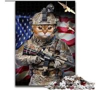 1000 Piece Jigsaw Tabby Cat Elite Soldier Jigsaw Puzzles for Adults 1000 Piece Adult & Family Activity, DIY Home Decor Gift Size 50X75CM
