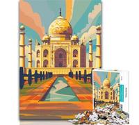 1000 Piece Jigsaw Taj Mahal Illustration 1000 Piece Jigsaw Puzzles for Adults,for Is Ideal As A Gift for The Whole Family for And 14 Years Old 26x38cm