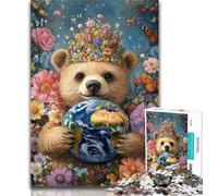 1000 Piece Jigsaw Teddy Bear Holding The Earth 1000 Piece Jigsaw Puzzles,Learning Educational Toys Family Games Birthday Present, Gifts 50x75cm