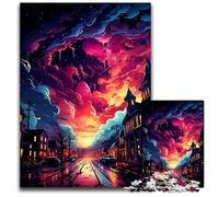 1000 Piece Jigsaw The Colorful Psychedelia of The City after The Rain Puzzles for Adults Relax & Challenge Colorful Home Decor Art for Friends 1000 PCS(38x26cm)