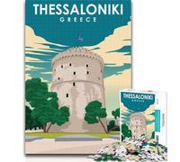 1000 Piece Jigsaw Thessaloniki Greece Adult Puzzles 1000 Pieces,Toys Educational Games Stress Relieving Wishlist with Santa Claus 75x50cm