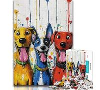 1000 Piece Jigsaw Three Happy Dogs 1000 Pieces Jigsaw Puzzle for Adults& Teens,Train Your Brain And Hands Gifts for Friends And Family 50x75cm