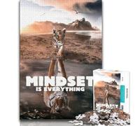 1000 Piece Jigsaw Tiger Mindset Jigsaw Puzzles for Teenagers,Educational Games Home Decoration Deal As Gifts for The Whole Family (38x26cm)