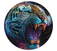 1000 Piece Jigsaw Tigers Bright Roar 1000 Pieces Round Puzzle Gifts Perfect for Teenagers & Collectors, Ideal Home Decor & Travel Gift 1000pcs (67.5x67.5cm)
