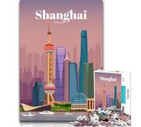1000 Piece Jigsaw Travel to Shanghai Jigsaw Puzzles for Adults,is Ideal As A Gift for The Whole Family Suitable for And 14 26x38cm