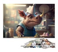 1000 Piece Jigsaw Triceratops in A Diner Puzzles for Adults Ideal for Teenagers & Collectors Travel Gift Family Activity 1000 PCS(38x26cm)