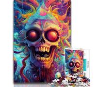 1000 Piece Jigsaw Trippy Psychedelic Skull Jigsaw Puzzles for Teenagers,Educational Games Home Decoration Deal As Gifts for The Whole Family (38x26cm)