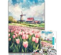 1000 Piece Jigsaw Tulip Garden Jigsaw Puzzles for Teenagers 1000,Wall Decoration Unique Birthday And Xmas Gifts Suitable for And 14 50x75cm