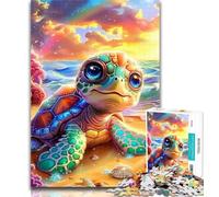 1000 Piece Jigsaw Turtle on The Beach Jigsaw Puzzles for Teenagers,Educational Games Home Decoration Deal As Gifts for The Whole Family 26x38cm