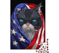 1000 Piece Jigsaw, Tuxedo Cat USA Patriot, 52x38cm/1000pcs